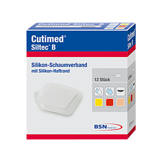Cutimed Siltec B Schaumverband 10x10 cm mit Haftrand