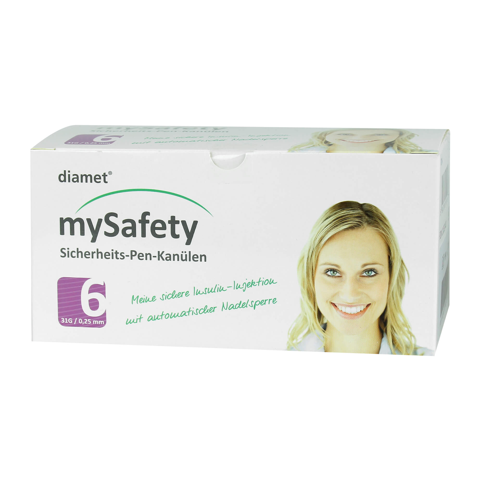Diamet mySafety Sicherheits-Pen Kanülen 31 G 0,25x6 mm