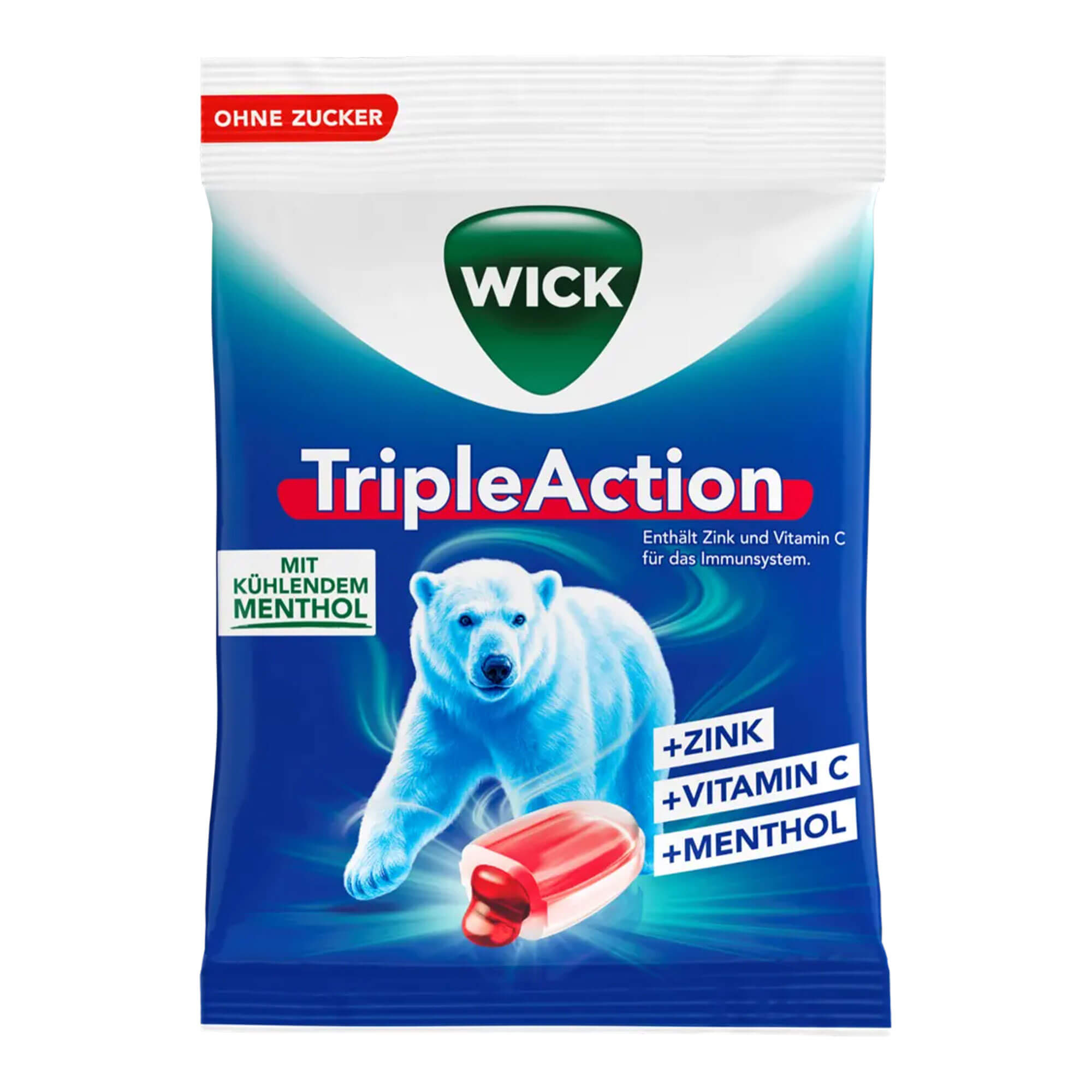 Wick TripleAction Gefüllte Hustenbonbons ohne Zucker
