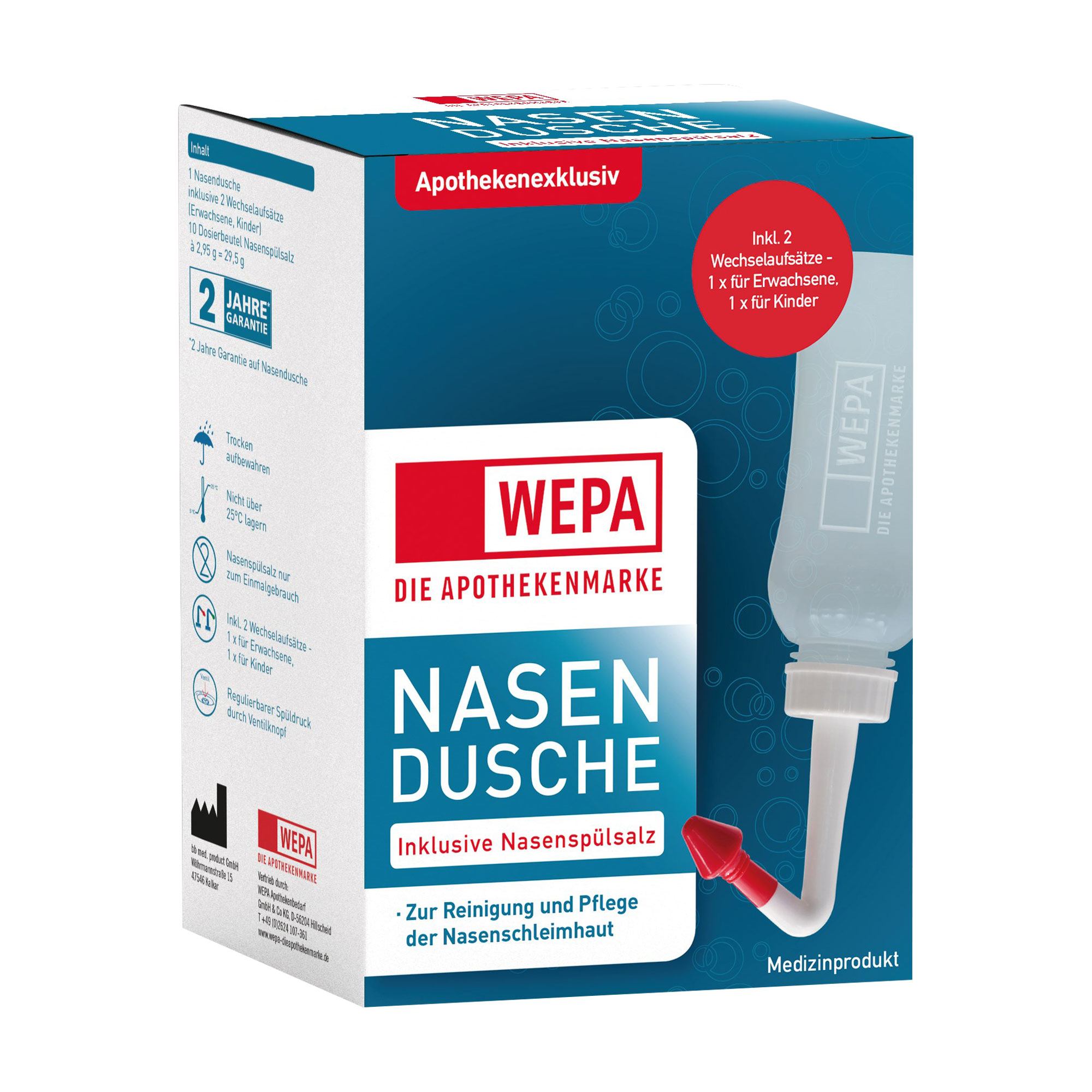 WEPA Nasendusche mit 10 Beuteln Nasenspülsalz
