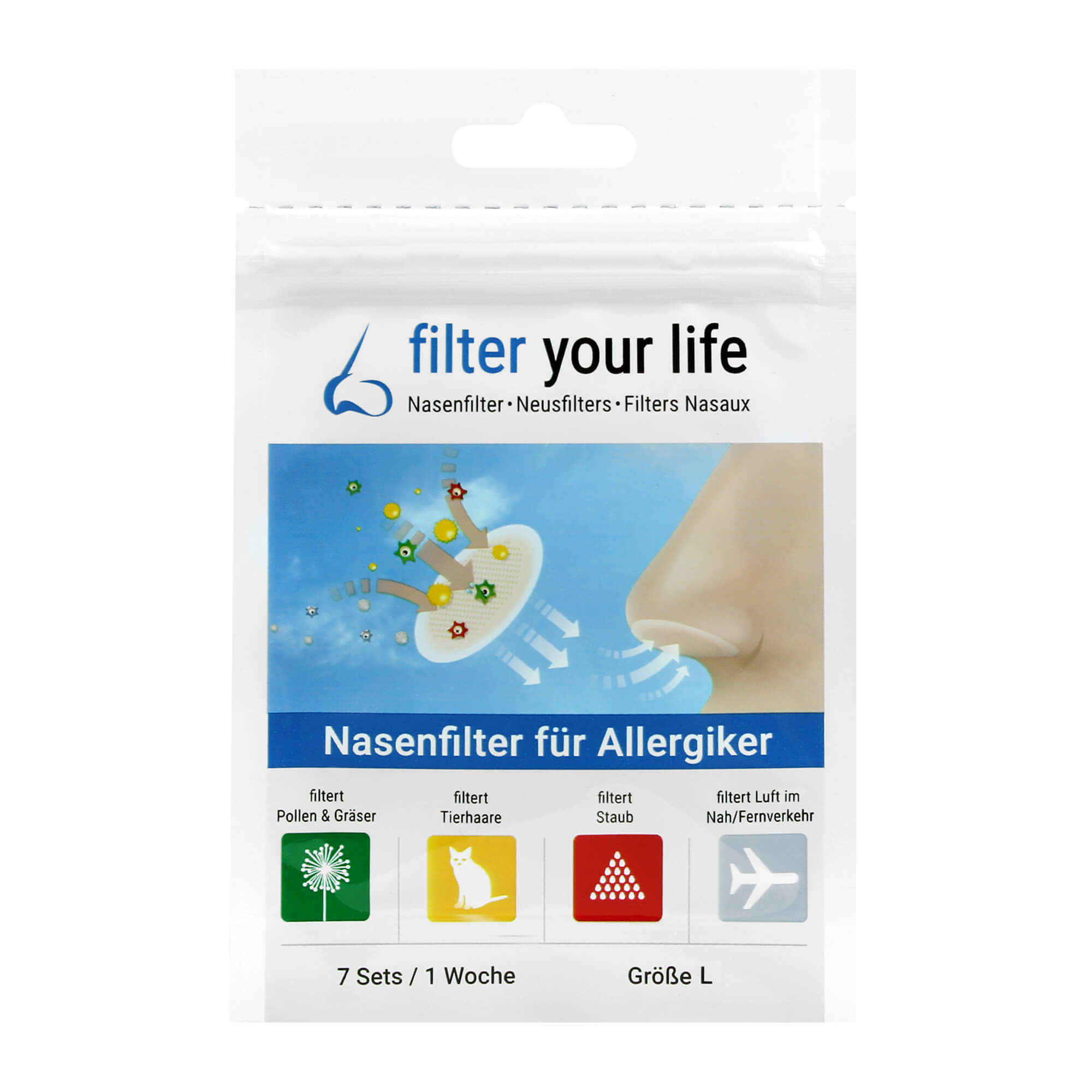 Filter your life Nasenfilter für Allergiker Gr. L