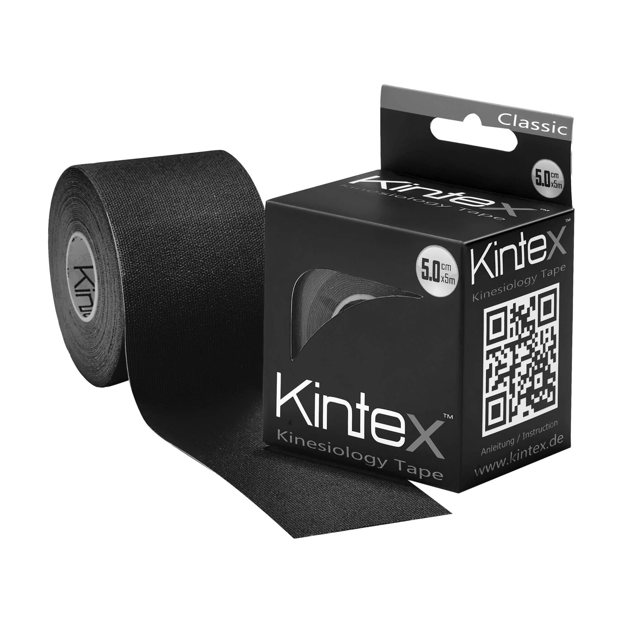 Kintex Kinesiologie Tape classic 5 cm x 5 m schwarz