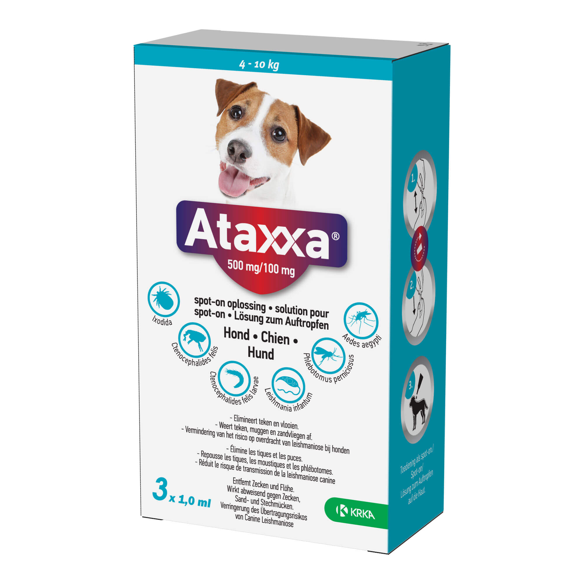 Ataxxa 500 mg/100 mg Lösung zum Auftropfen für Hunde 4-10 kg