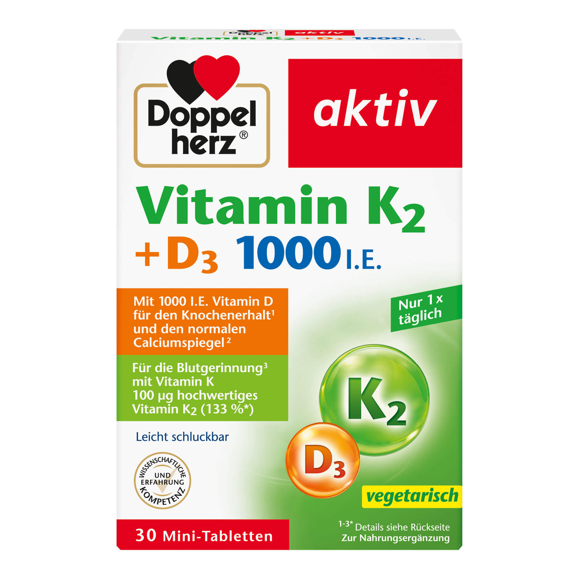 Doppelherz aktiv Vitamin K2 + Vitamin D3 1000 I.E. Tabletten
