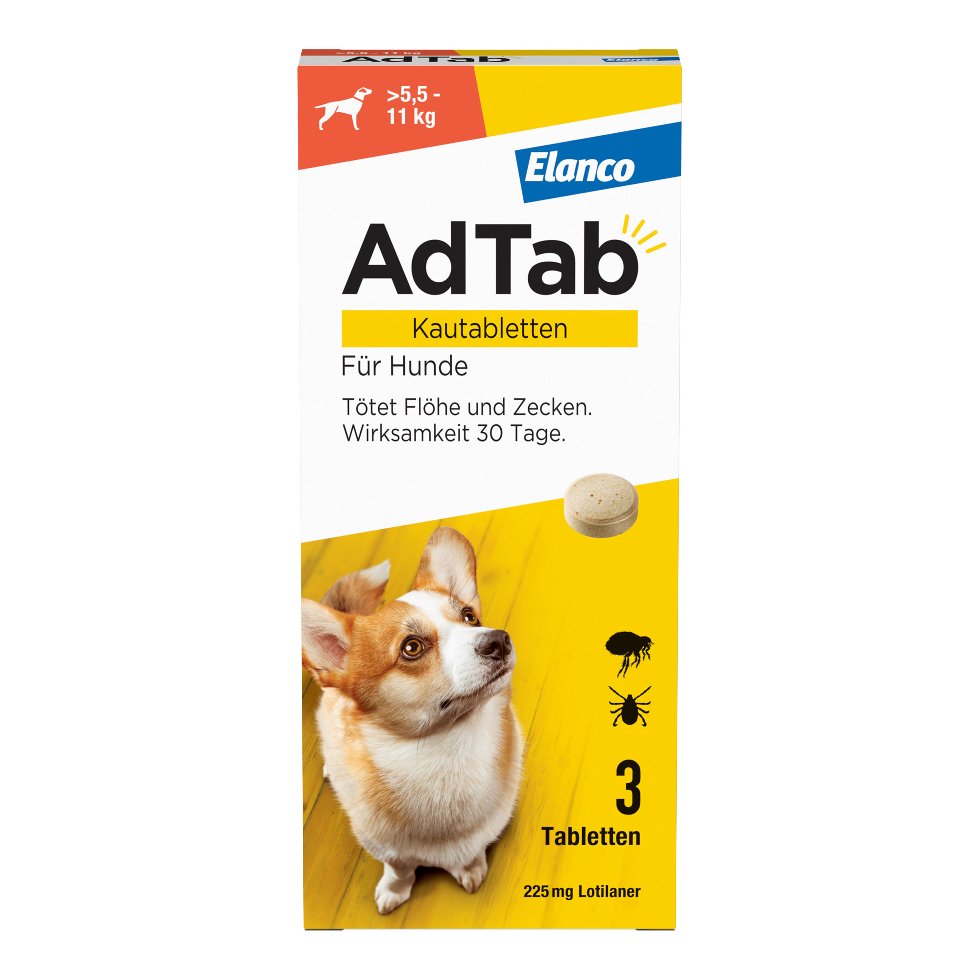 AdTab Kautabletten für Hunde über 5,5 bis 11 kg