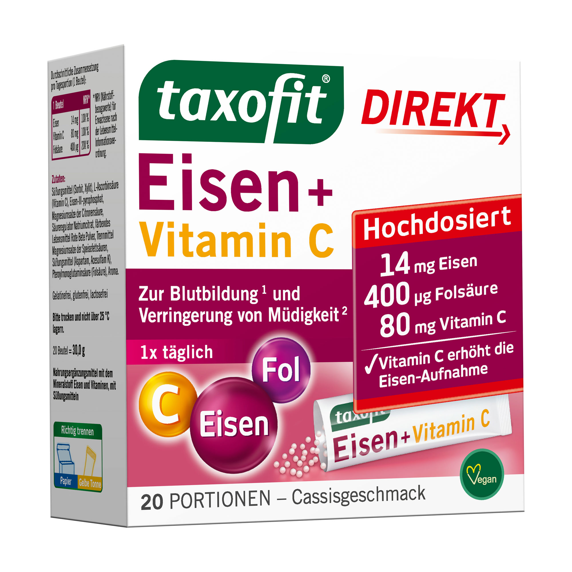 Taxofit Eisen+Vitamin C Direkt-Granulat