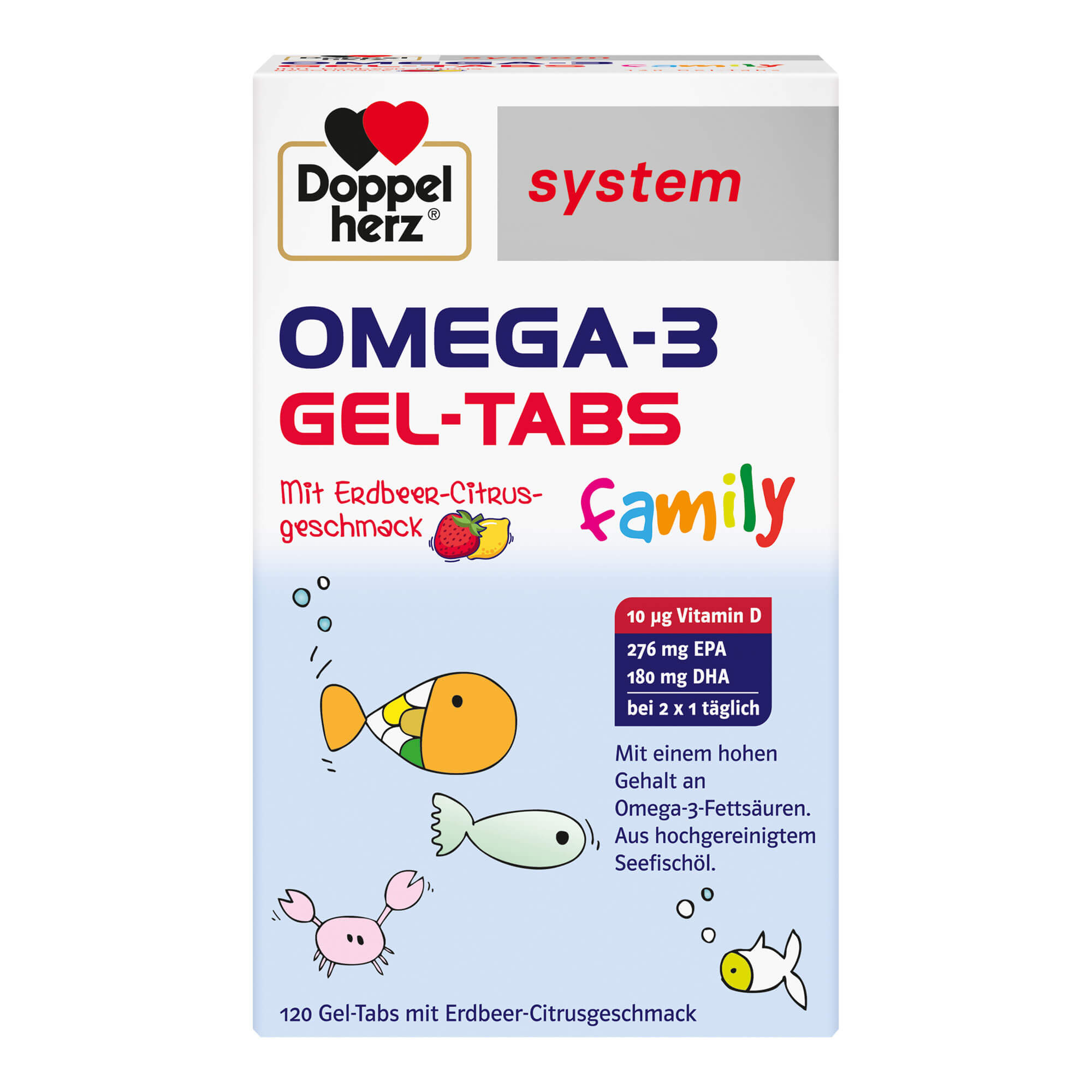 Doppelherz system Omega-3 Gel-Tabs family Erdbeer-Citrus