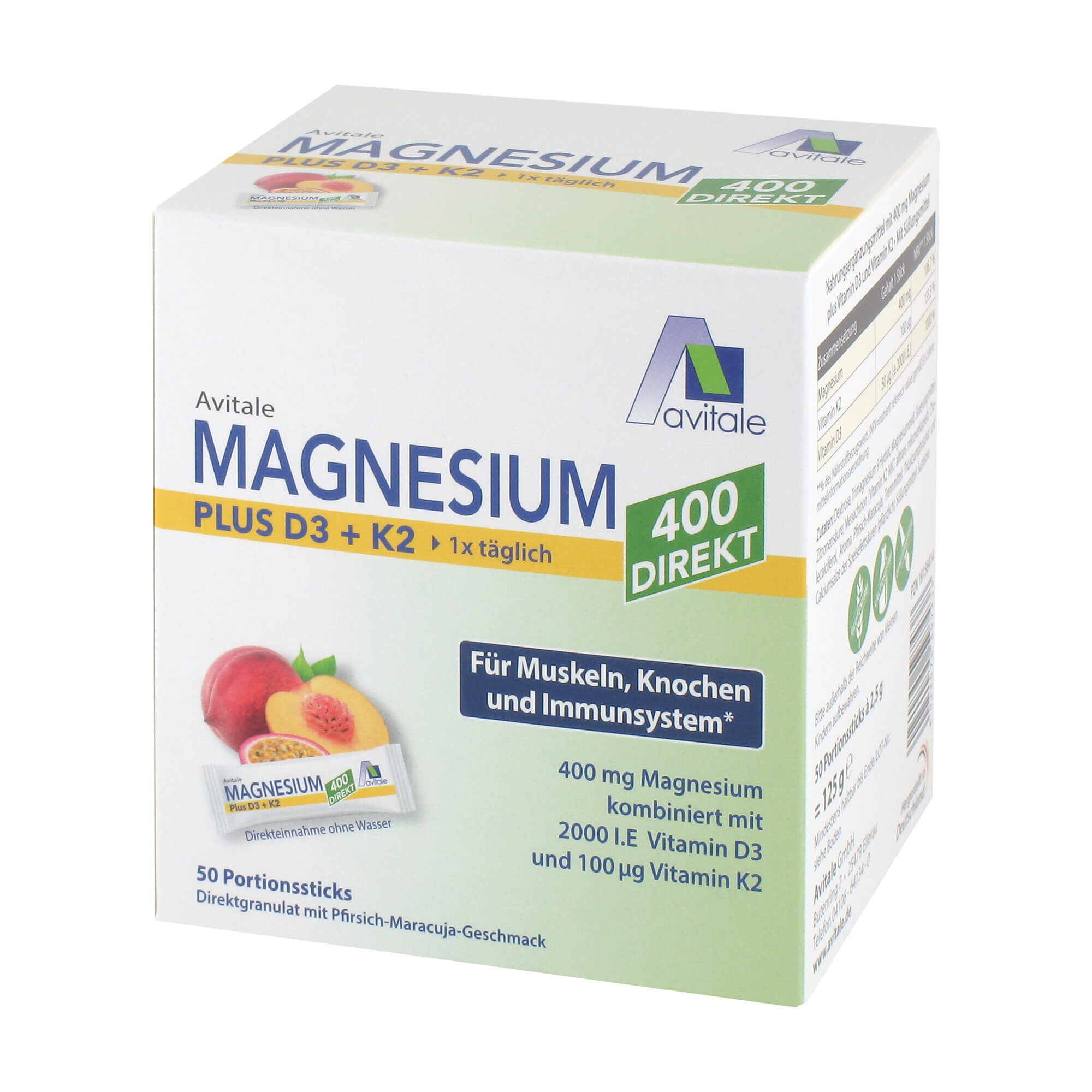 Magnesium 400 + D3 + K2 Direktsticks