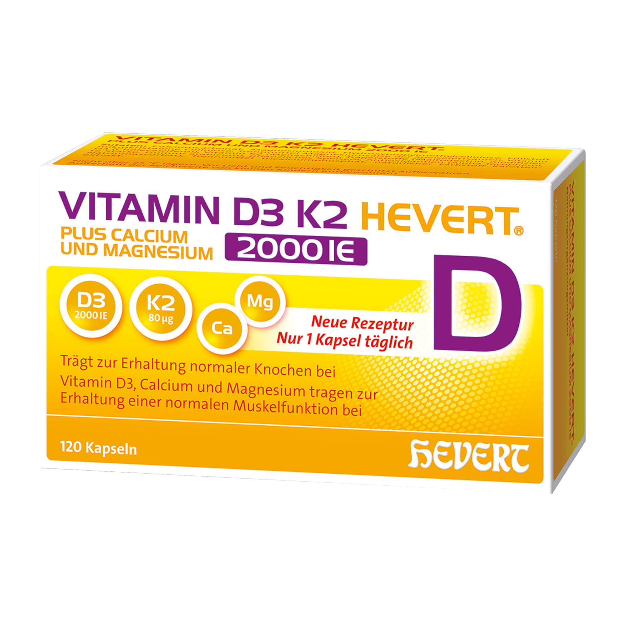 Vitamin D3 K2 Hevert+ Calcium und Magnesium 2000 IE Kapseln