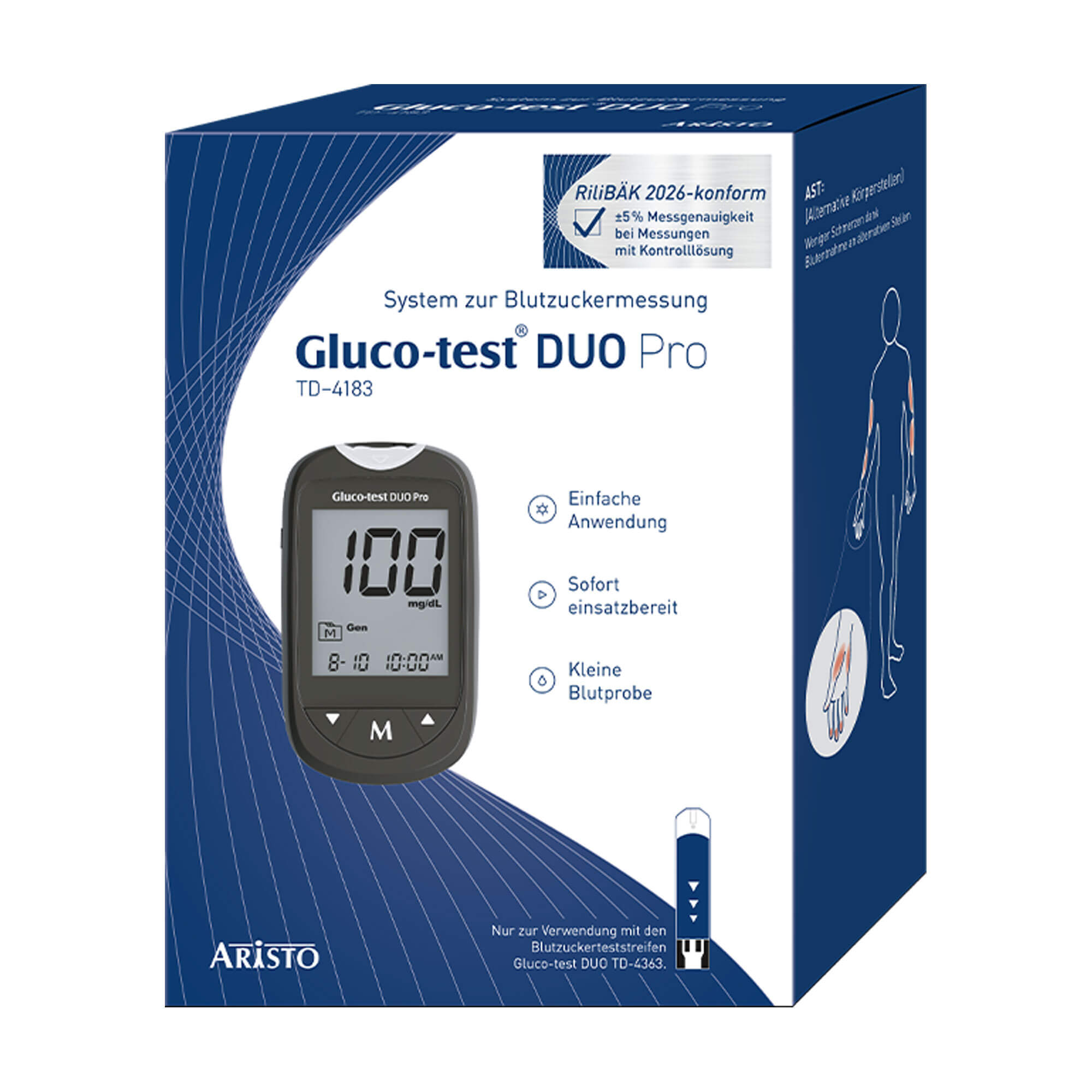 Gluco-test DUO Pro Blutzuckermessgerät Starterset mg/dl