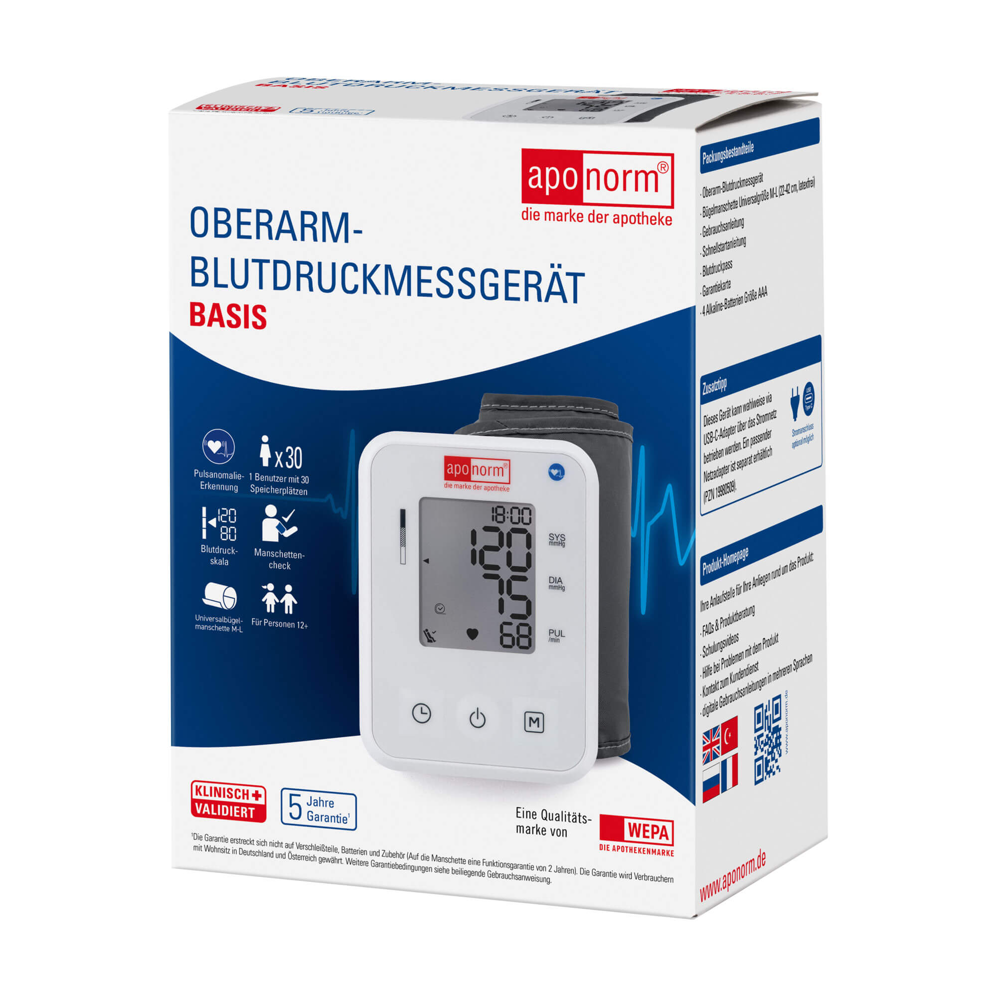 Aponorm Blutdruckmessgerät Basis Oberarm