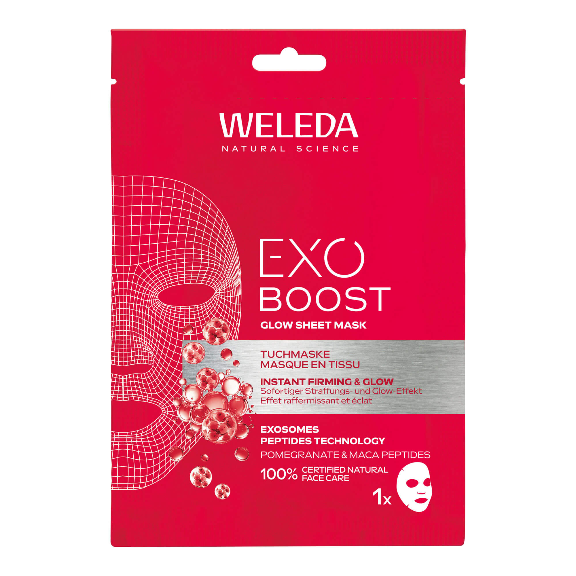 Weleda Exo Boost Youth Power Glow Tuchmaske Granatapfel