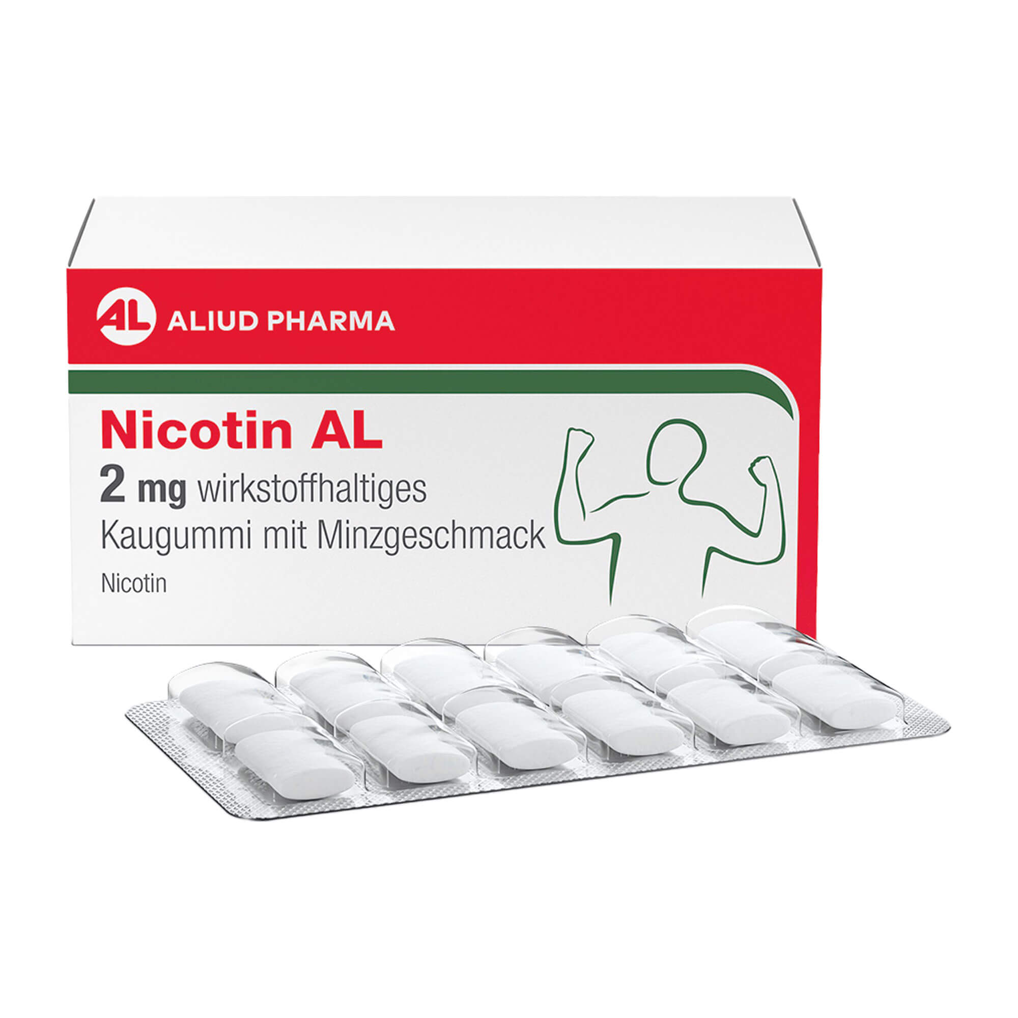 Nicotin AL 2 mg wirkstoffhaltiges Kaugummi mit Minzgeschmack